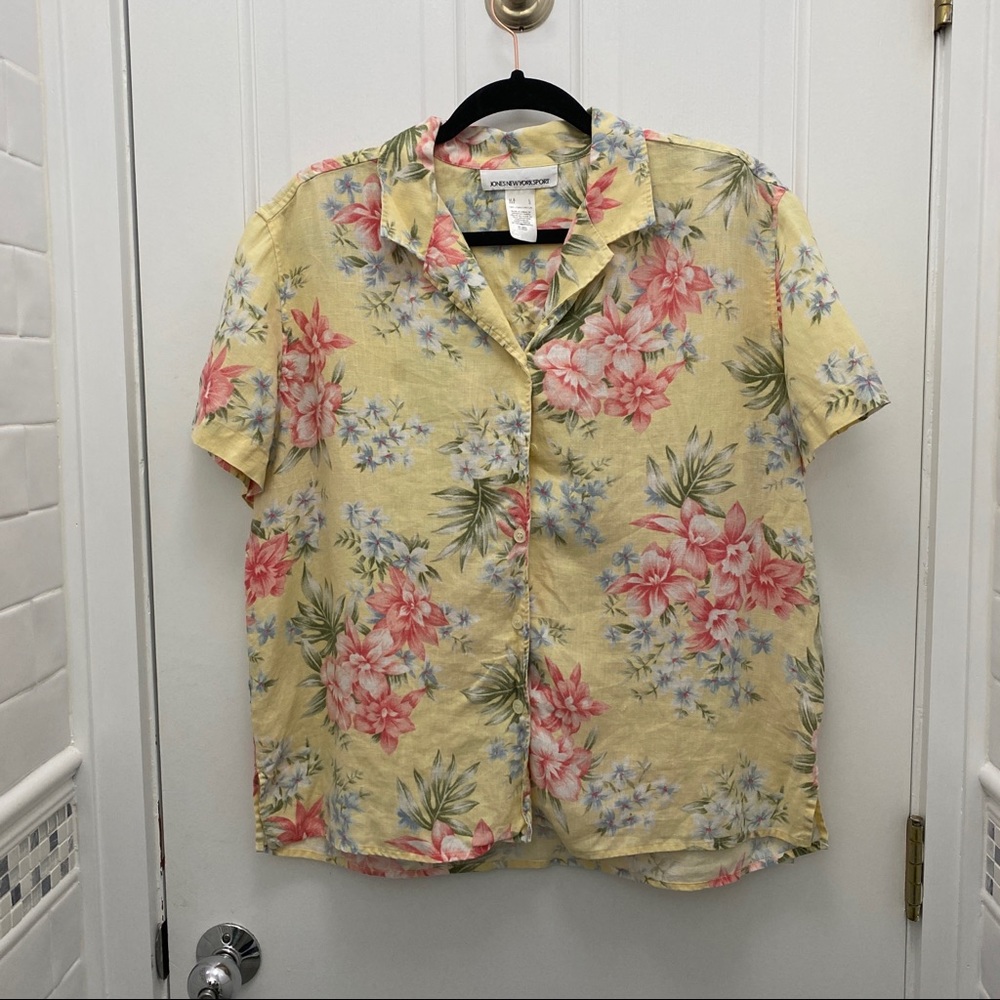 Yellow Floral Buttondown, Jones New York Sport L